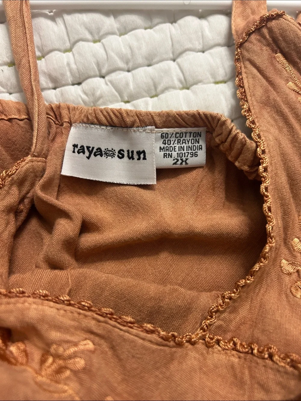 raya sun Embroidered Slip Dress in Rust Orange - Picture 5 of 5